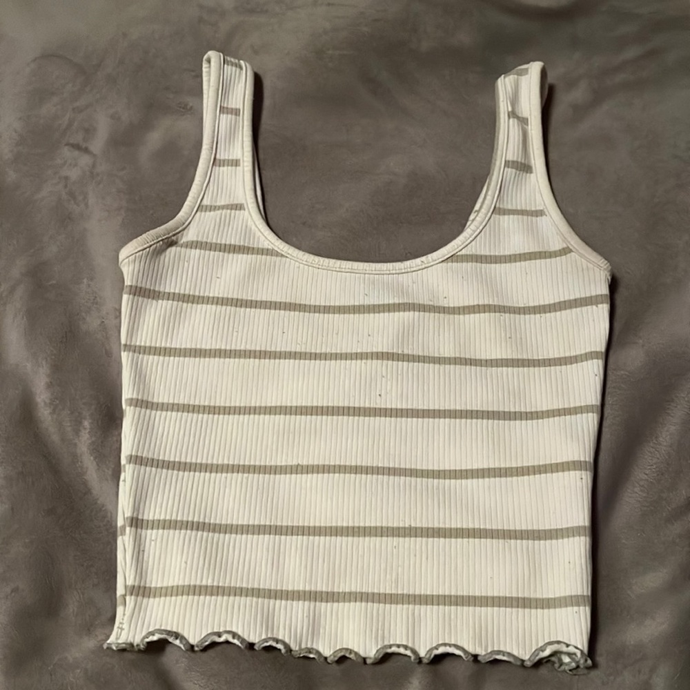White and green crop top tank